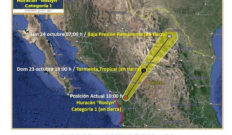 Baja ‘Roslyn’ a huracán categoría 1; se aleja del sur de Escuinapa