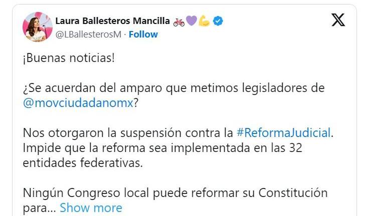 Juez federal concede suspensión para que la reforma judicial no se aplique en los estados