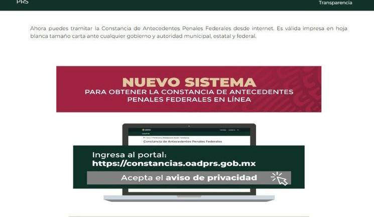 El documento se puede tramitar a través de la página https://www.gob.mx/prevencionyreadaptacion.