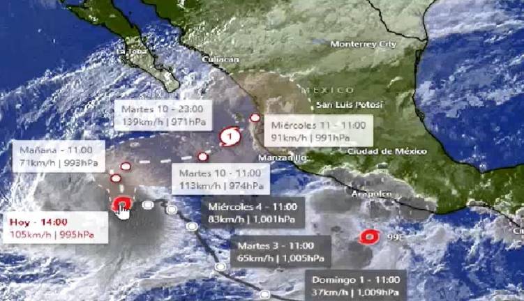 La tormenta tropical Lidia se mueve más hacia el norte de Nayarit, dice el especialista.