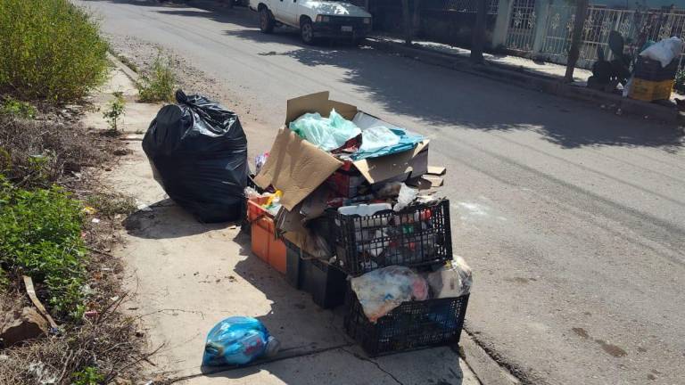 Montones de basura se acumulan en las calles de la colonia Pueblo Nuevo en Escuinapa.