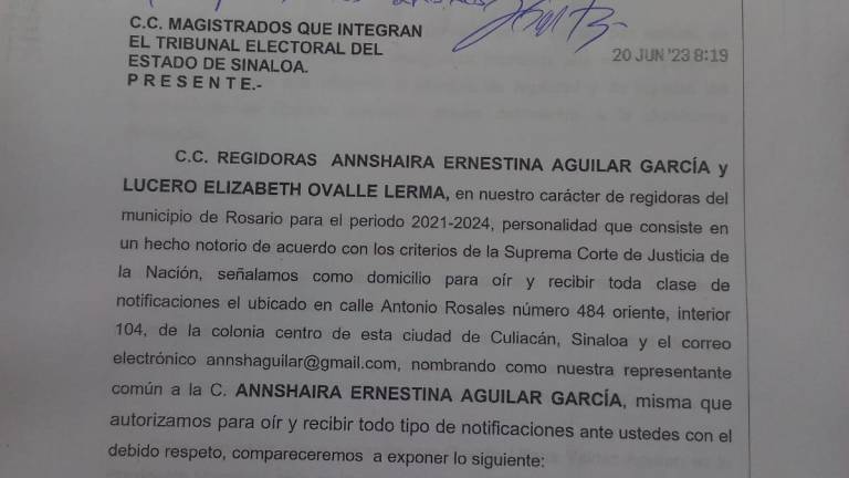 Solicitan juicio para la protección de los derechos político- electorales del ciudadano, ante el Tribunal Electoral del Estado, contra la Alcalde Claudia Valdez Aguilar, y la Secretaria del Ayuntamiento Mailen Delgado.