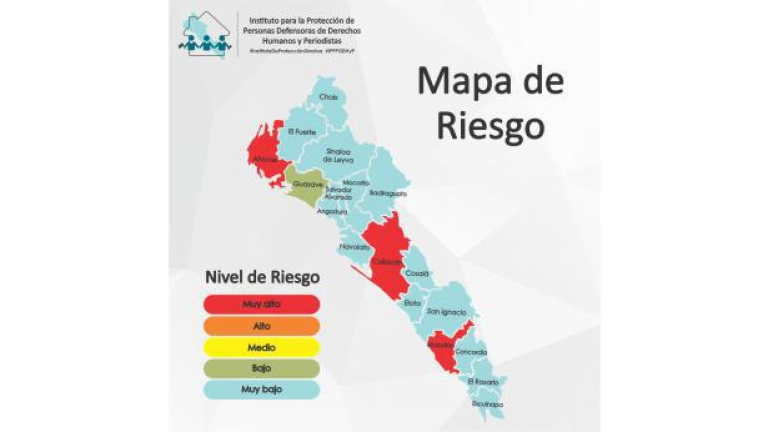 En el Mapa de Riesgo, aparecen Culiacán, Mazatlán y Ahome como los de muy alto riesgo.