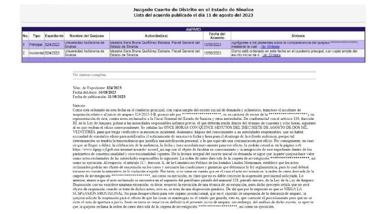 La UAS requirió una suspensión provisional para que la autoridad no pudiera efectuar orden de cateo y su ejecución.