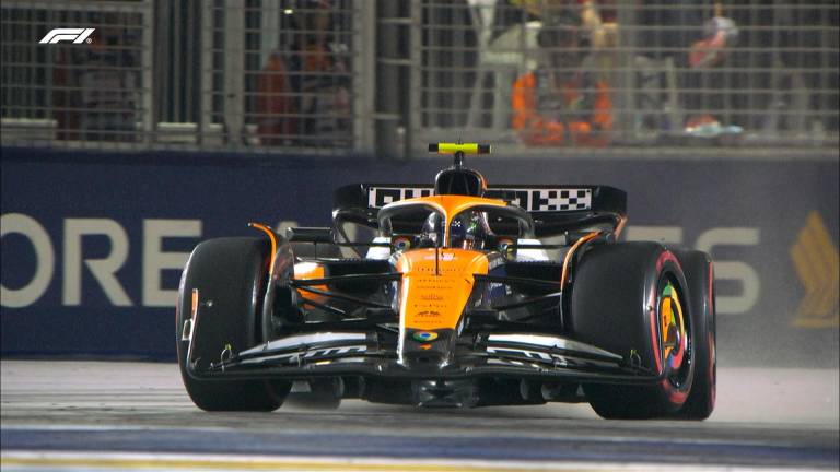 Lando Norris, por delante de los dos Ferrari en el segundo libre de Singapur