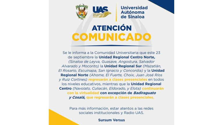 Comunicado oficial de la Universidad Autónoma de Sinaloa.