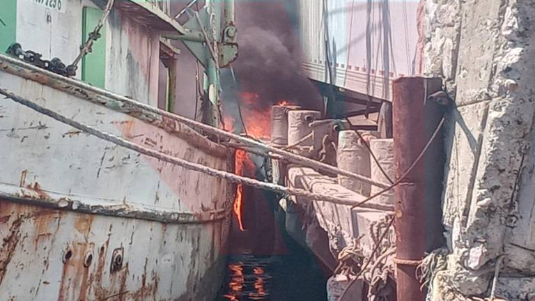 El incendio alcanzó varios barcos atracados en el muelle del Parque Bonfil.