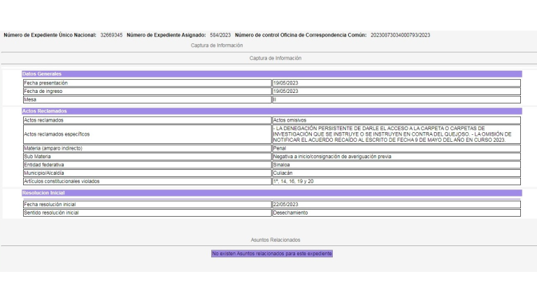 Síntesis publicada en el sitio del Consejo de la Judicatura Federal.