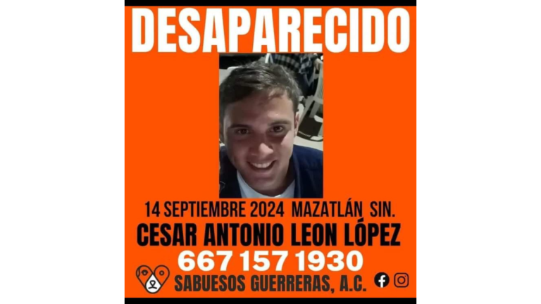 César Antonio León López fue presuntamente sacado del Centro de Jóvenes Mazatlán, el 14 de septiembre.