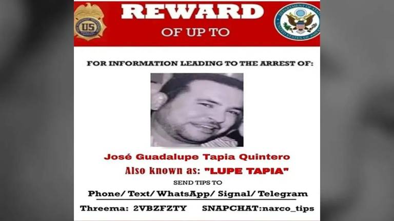 José Guadalupe Tapia Quintero, “El Lupe”, es requerido por las autoridades de Estados Unidos.