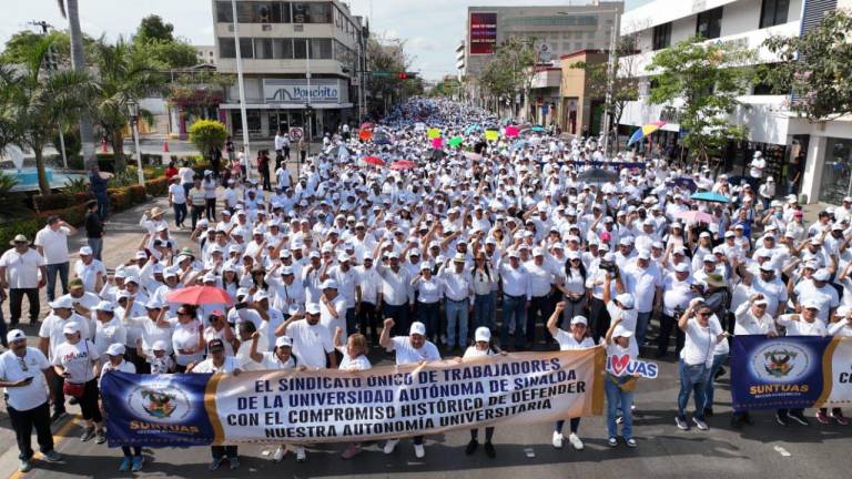 La marcha se realizó en el marco del Día del Trabajo y se dividió por contingentes de las diferentes facultades de la UAS.