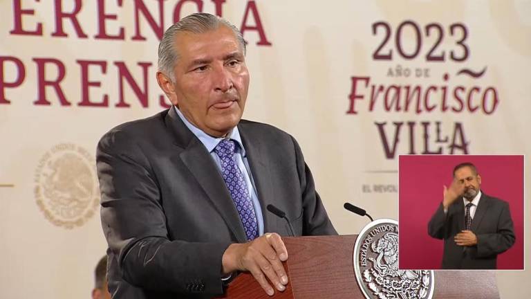 Adán Augusto López Hernández, Secretario de Gobernación, encabeza la conferencia matutina en Palacio Nacional.