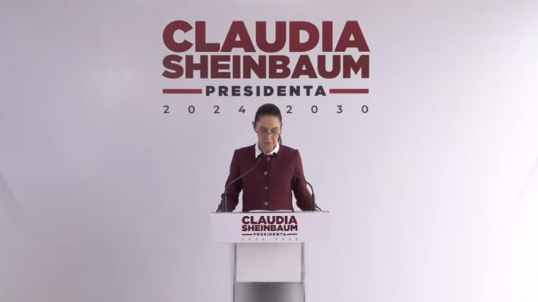 La Presidenta electa Claudia Sheinbaum en conferencia en la Ciudad de México.