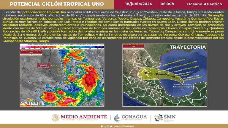 Ciclón tropical que se intensificará a tormenta en el Golfo de México.