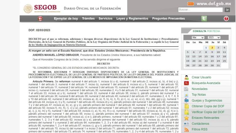 Decreto publicado por el Presidente de México sobre las reformas en materia electoral del llamado “Plan B”.