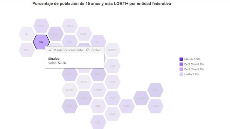 De acuerdo a estadísticas del INEGI, el 5.1 por ciento de la población mayor de 15 años en Sinaloa se autopercibe como parte de la comunidad LGBT+.