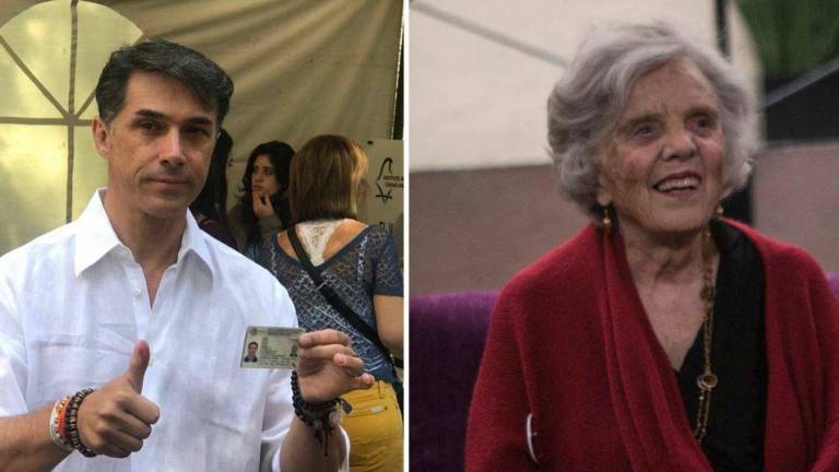 Sergio Mayer, candidato a diputado federal y la escritora Elena Poniatowska.