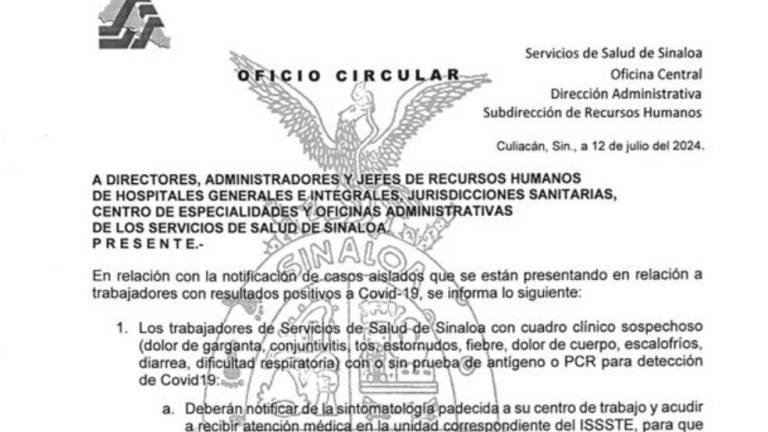 Descarta Salud repunte de casos Covid en Sinaloa, pero emite circular para que se tomen medidas