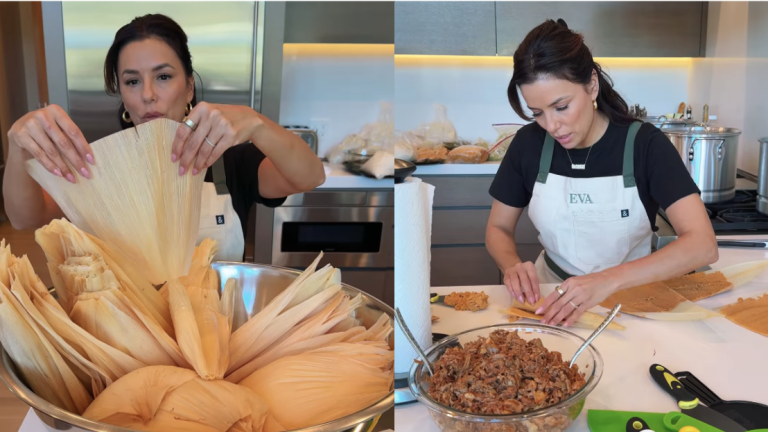 Muestra Eva Longoria su pasión por la comida mexicana, preparando tamales