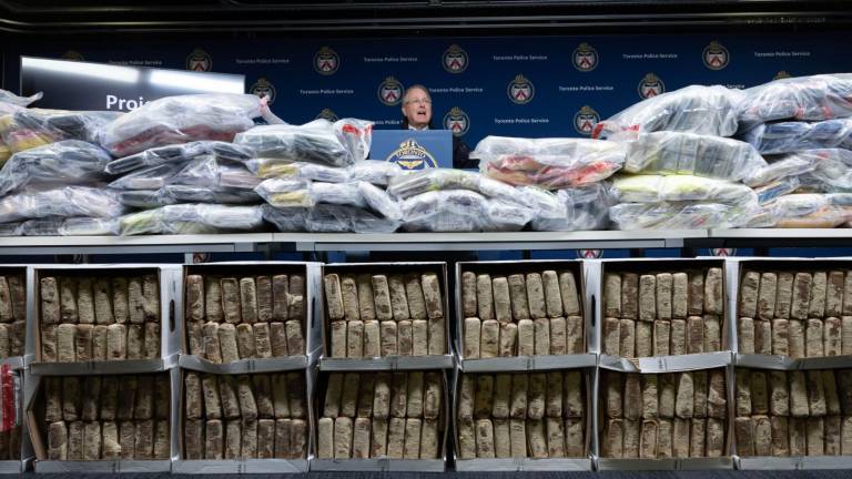 Decomiso de cocaína por parte de la Policía de Toronto al Cártel de Jalisco Nueva Generación.