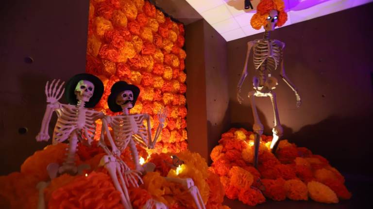 Entre cempasúchil, velas y una imponente calavera, Gran Acuario sorprende a sus visitantes