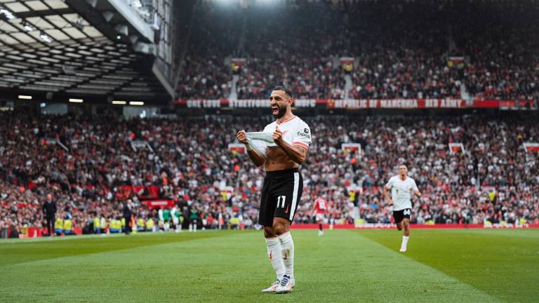 Mohamed Salah festeja su gol.