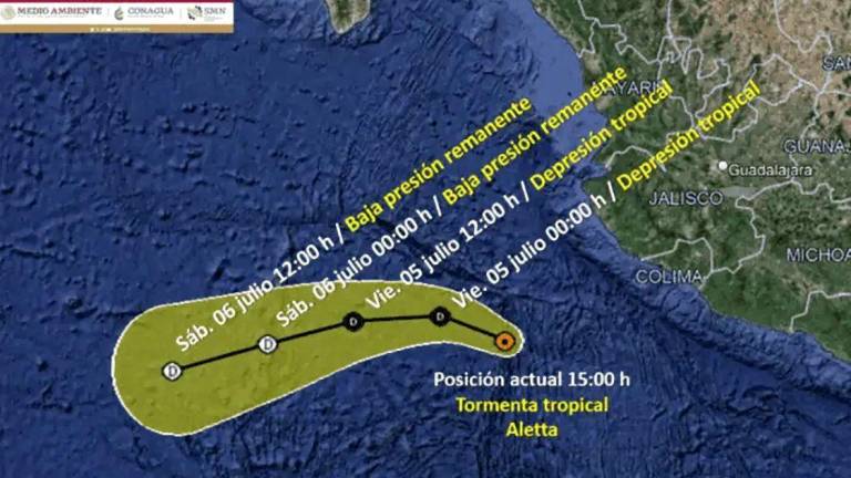 Aletta se degradó a depresión tropical.