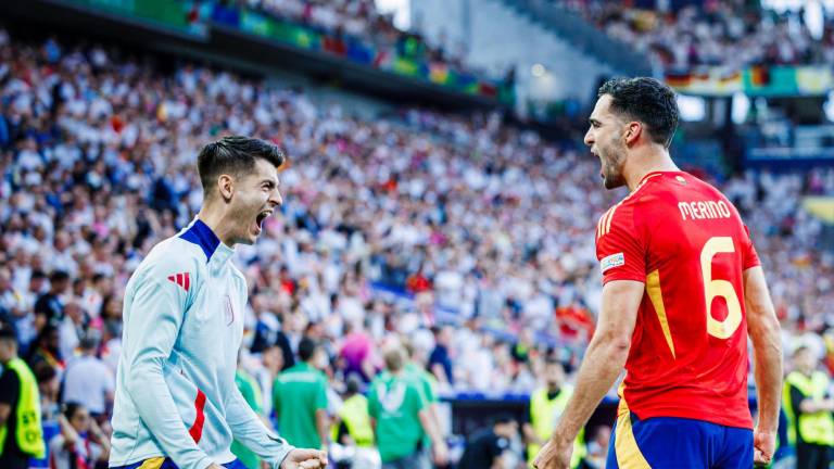 Merino celebra el gol que da el pase a España a semifinales.