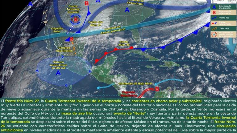 Piden mantener precauciones ante llegada del Frente Frío 27