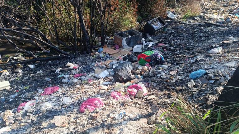 Zona del Estero del Infiernillo contaminada con basura.