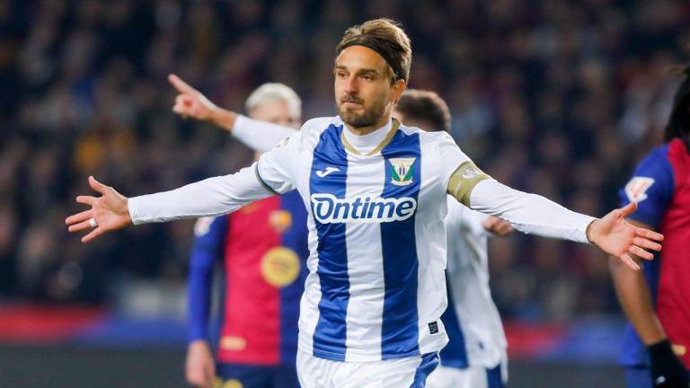 Sergio González marca el gol del triunfo del Leganés.