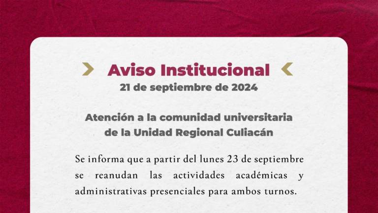 Anuncia UAdeO regreso a clases presenciales este lunes