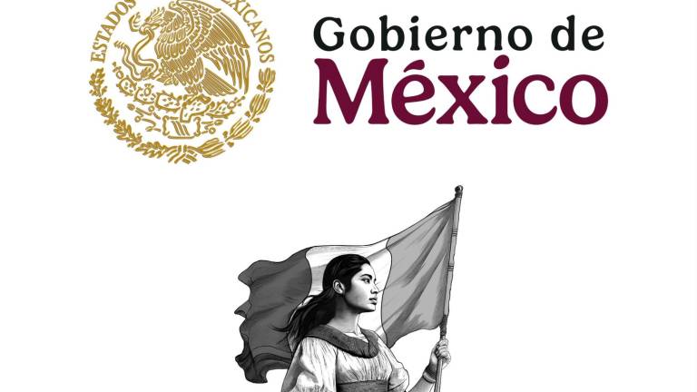 Sheinbaum presenta el emblema de su Gobierno, una joven mujer portando una bandera