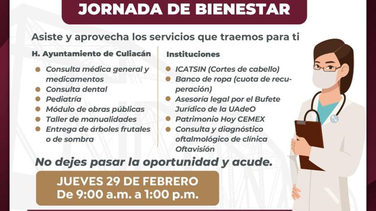 Llegará Jornada de Bienestar a colonia Ampliación Toledo Corro, en Culiacán, el próximo jueves