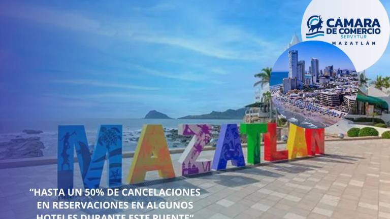 Reporta Canaco cancelación de reservaciones hoteleras para este puente patrio en Mazatlán, debido a la violencia en Culiacán.