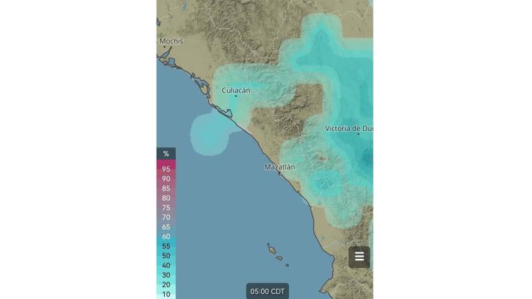 Pronóstico de las lluvias que se esperan para Sinaloa a finales de mayo.