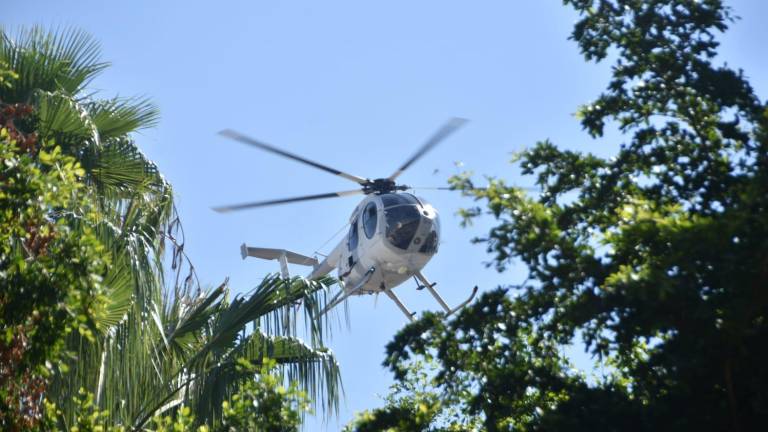 Este domingo, a las 12:00 horas, aterrizaron dos helicópteros que permanecerán exhibidos en la plancha principal de Palacio de Gobierno.