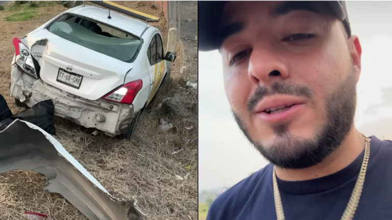 Sufre integrante de La Arrolladora Banda El Limón aparatoso accidente en auto