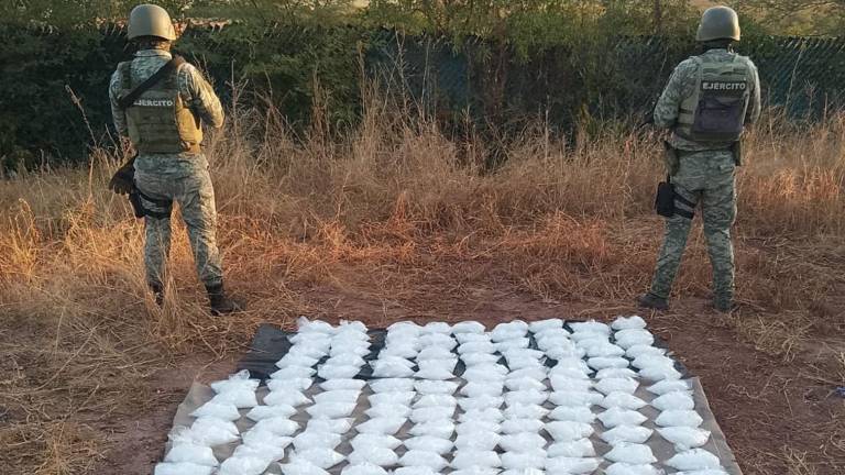 Droga asegurada por el Ejército Mexicano en la comunidad El 12, en Culiacán, el pasado martes.