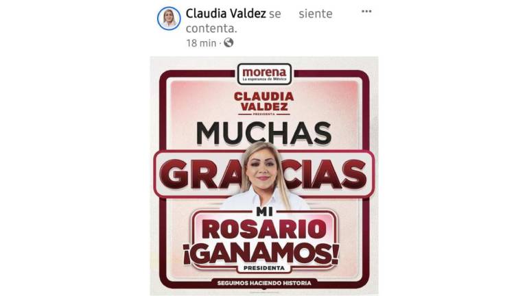 Claudia Valdez celebra el triunfo en las elecciones por la Alcladía de Rosario.