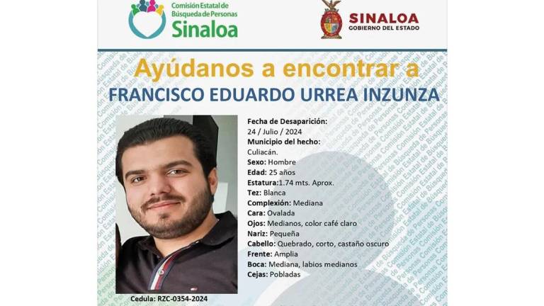 Buscan en Culiacán a Francisco Eduardo