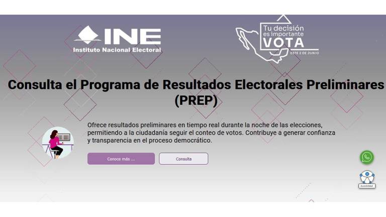 Portal del Programa de Resultados Electorales Preliminares del INE.