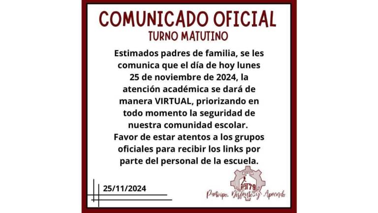 Escuelas públicas y privadas suspenden clases en Culiacán por violencia