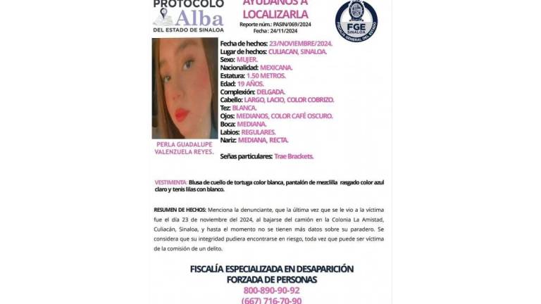 Secretaria de las Mujeres se reúne con familiares de Perla, joven desaparecida al bajar de un camión urbano en Culiacán