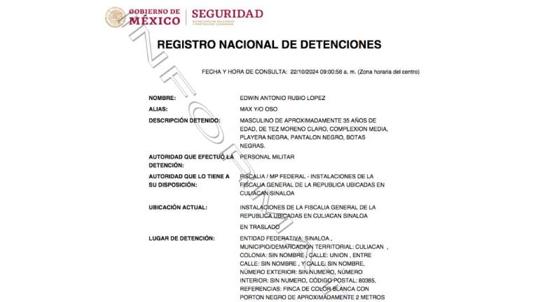 Reporte de la detención de “El Max” en Culiacán.