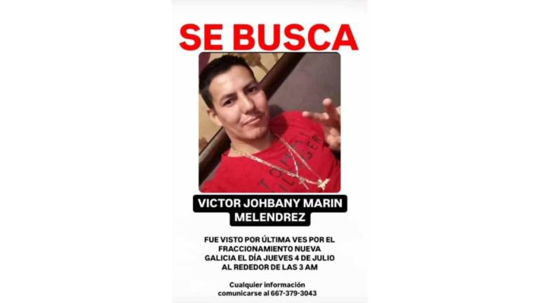 En Culiacán buscan a Víctor Johbany, de quien no tienen información desde el 4 de julio.