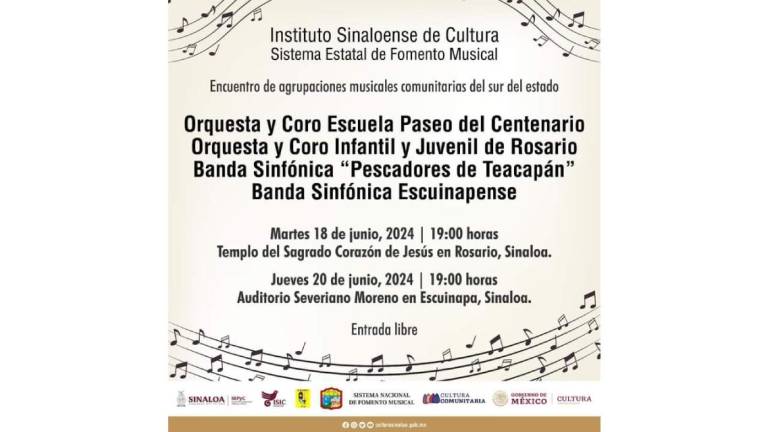 Invitan en Rosario a presentación de agrupaciones musicales del sur