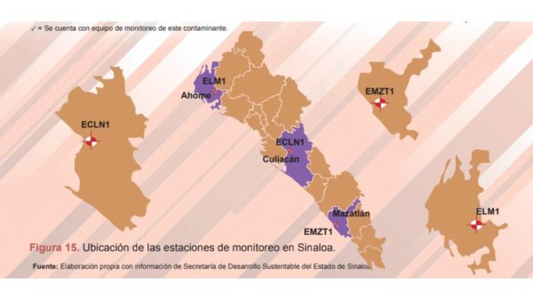 Ubicación de las estaciones de monitoreo del aire que mantenía el Gobierno de Sinaloa.