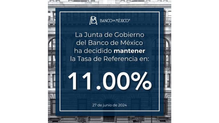 Anuncio del Banco de México sobre la tasa de referencia, que se mantiene en 11 por ciento.