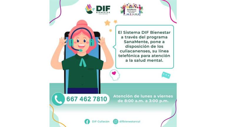 Servicios de atención psicológica que ofrecen la Secretaría de Salud de Sinaloa y el DIF Culiacán.